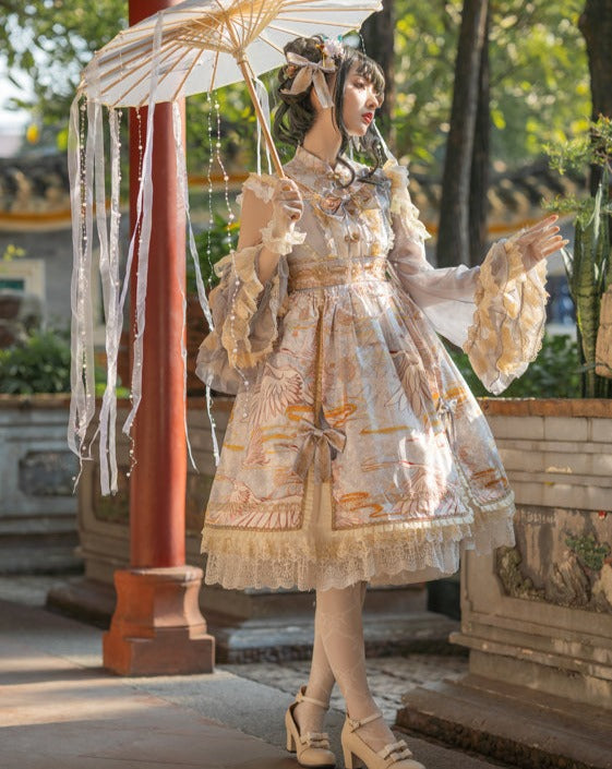 鶴の飛翔 華ロリプリンセスドレス フルセット