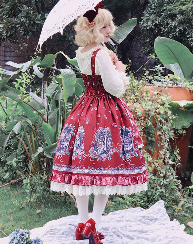 赤ずきんちゃんプリント ガーデンスタイル ジャンパースカート