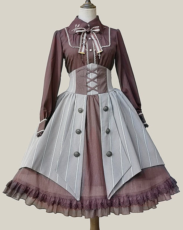 Steampunk Classical High Waist Skirt and Vest