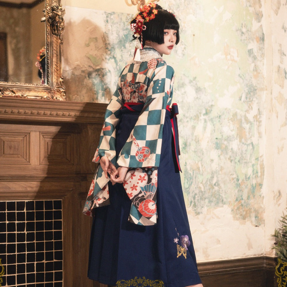 Japanese-style print and lace kimono-style tops [20% off when purchased together]