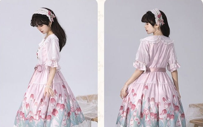 Kimono style dress with Japanese style maid apron