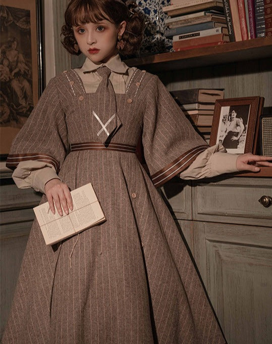 Retro detective dress coat 4-piece set