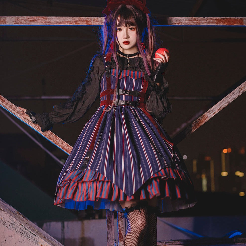 Punk Lolita British Striped Jumper Skirt