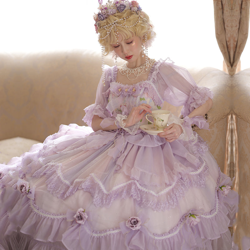 [Pre-order] Chiffon purple princess dress and flower tiara