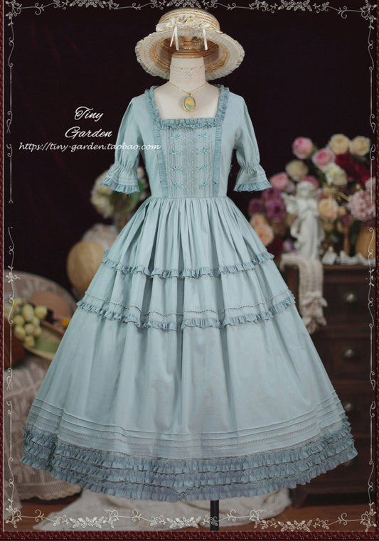 [Reservation sale] Antique ball elegant summer dress square neck type