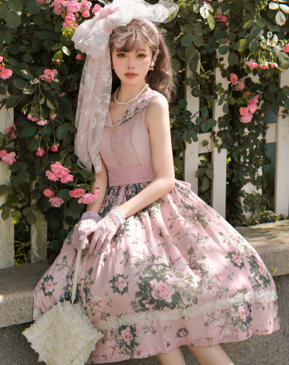 [Pre-order] Rose Garden 2-way design neck classic lolita jumper skirt