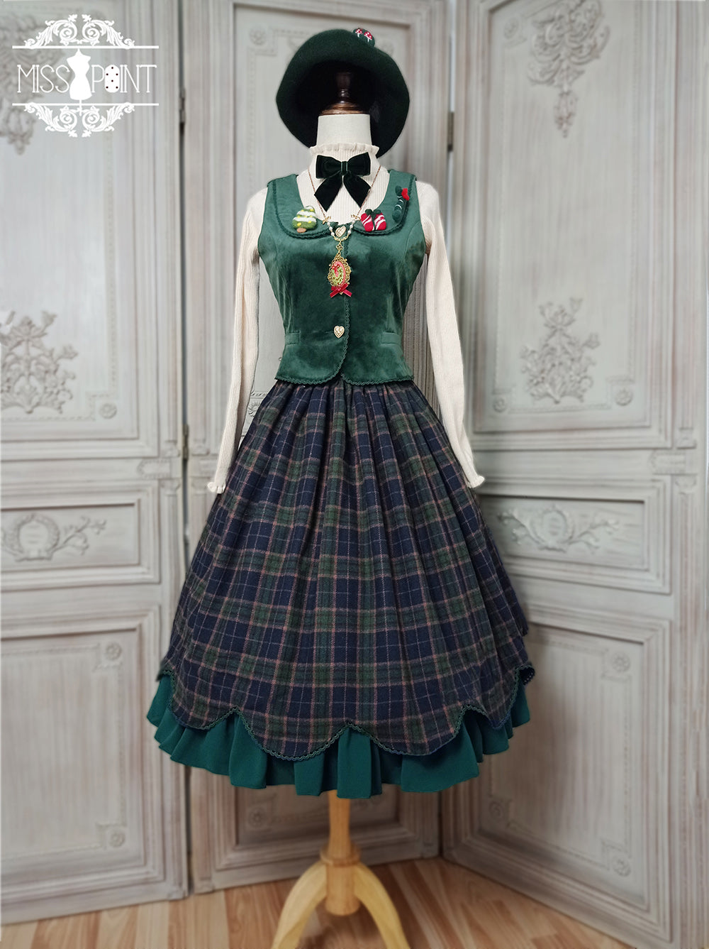 【予約販売】格子柄のクラシカルレイヤードスカート