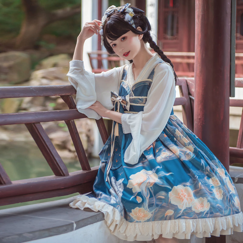 Flower and White Tiger Chinese Lolita Dress