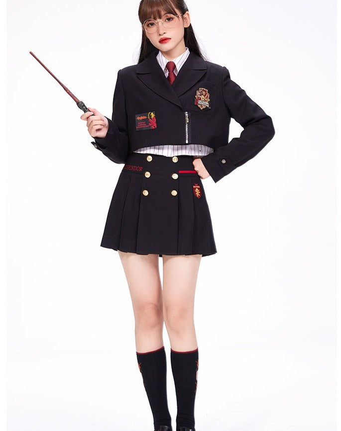 Hogwarts School of Witchcraft and Wizardry Double Button Pleated Miniskirt