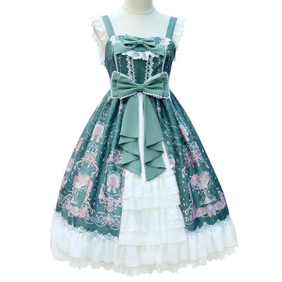 [Pre-order] Double ribbon front lace Lolita jumper skirt