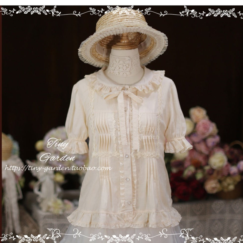 [Outlet] French Girly Ribbon Tie Blouse