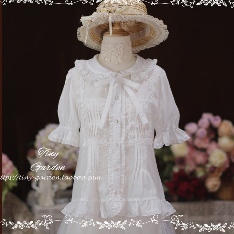 [Outlet] French Girly Ribbon Tie Blouse