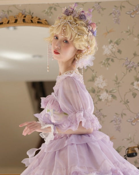 [Pre-order] Chiffon purple princess dress and flower tiara