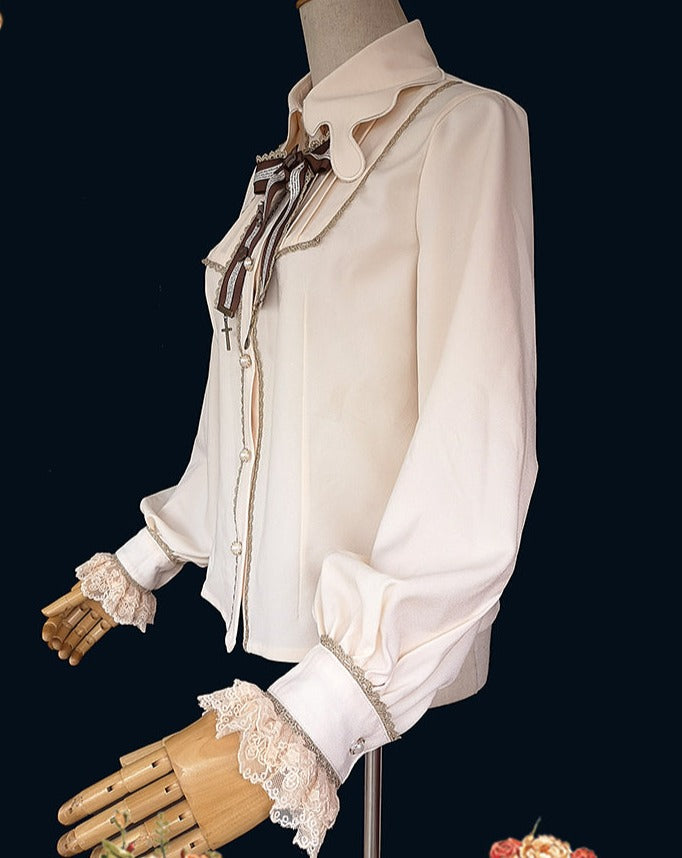 [Pre order] Changeable collar lantern sleeve blouse