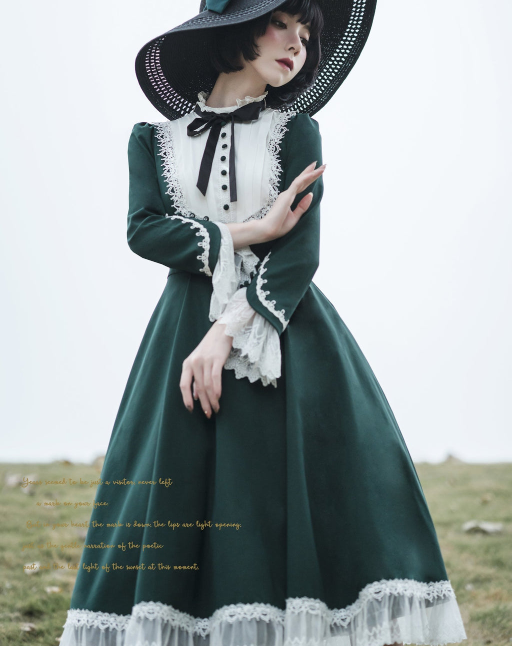 Freya's Fall Classical Lace Sleeve Dress