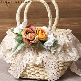Handmade Flower Mini Basket Bag