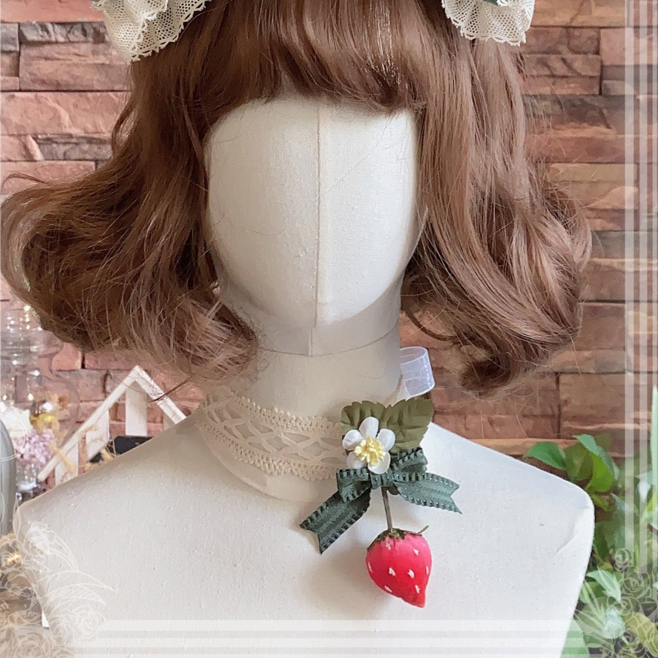 [Simultaneous purchase only] Strawberry Kaori Garden Princess Bonnet, headband, choker