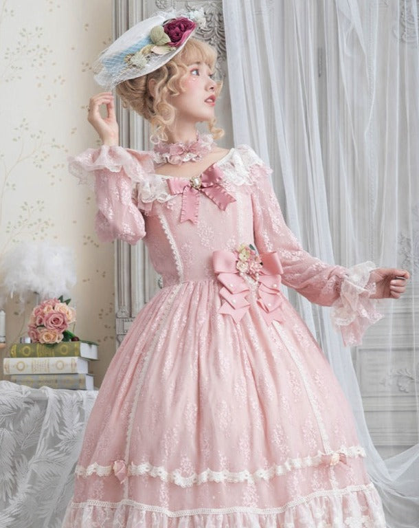 [Pre-order] Morning Mist Sweet Elegant Lace Dress