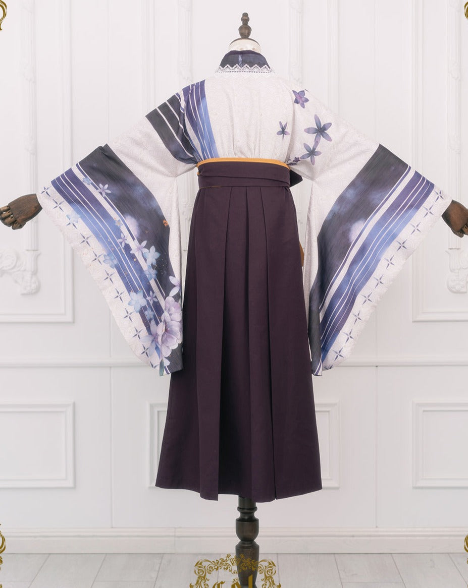 Camellia flower embroidery and butterfly hakama skirt