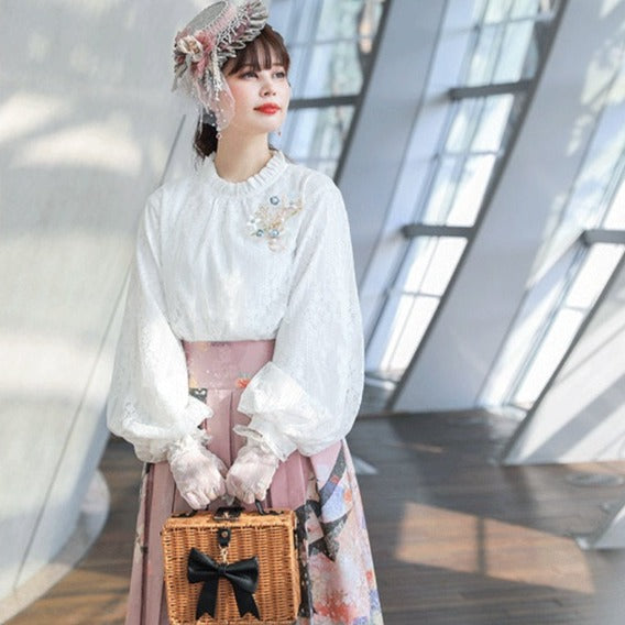 Frill neck lace blouse [20% off with combined purchase &amp; coupon input]