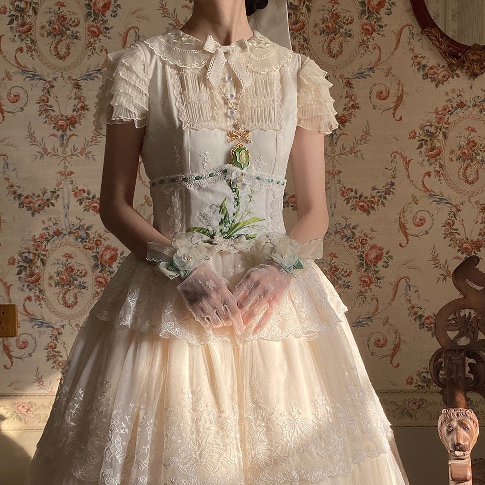 [Simultaneous purchase only] Suzuran flower embroidery bone corset