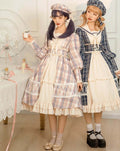 Schoolgirl in Paris Checked sailor collar dress and beret