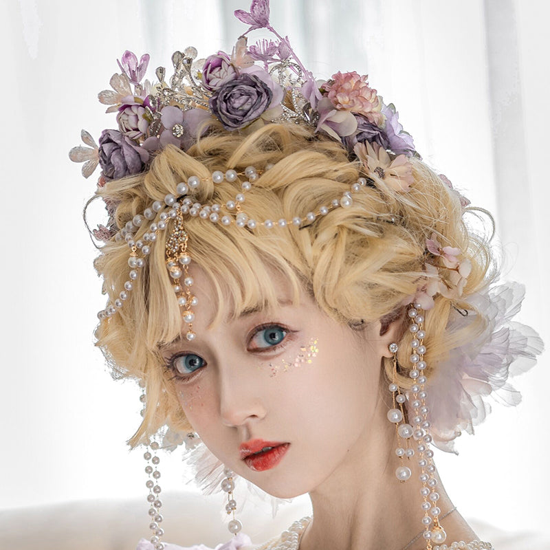 [Pre-order] Chiffon purple princess dress and flower tiara