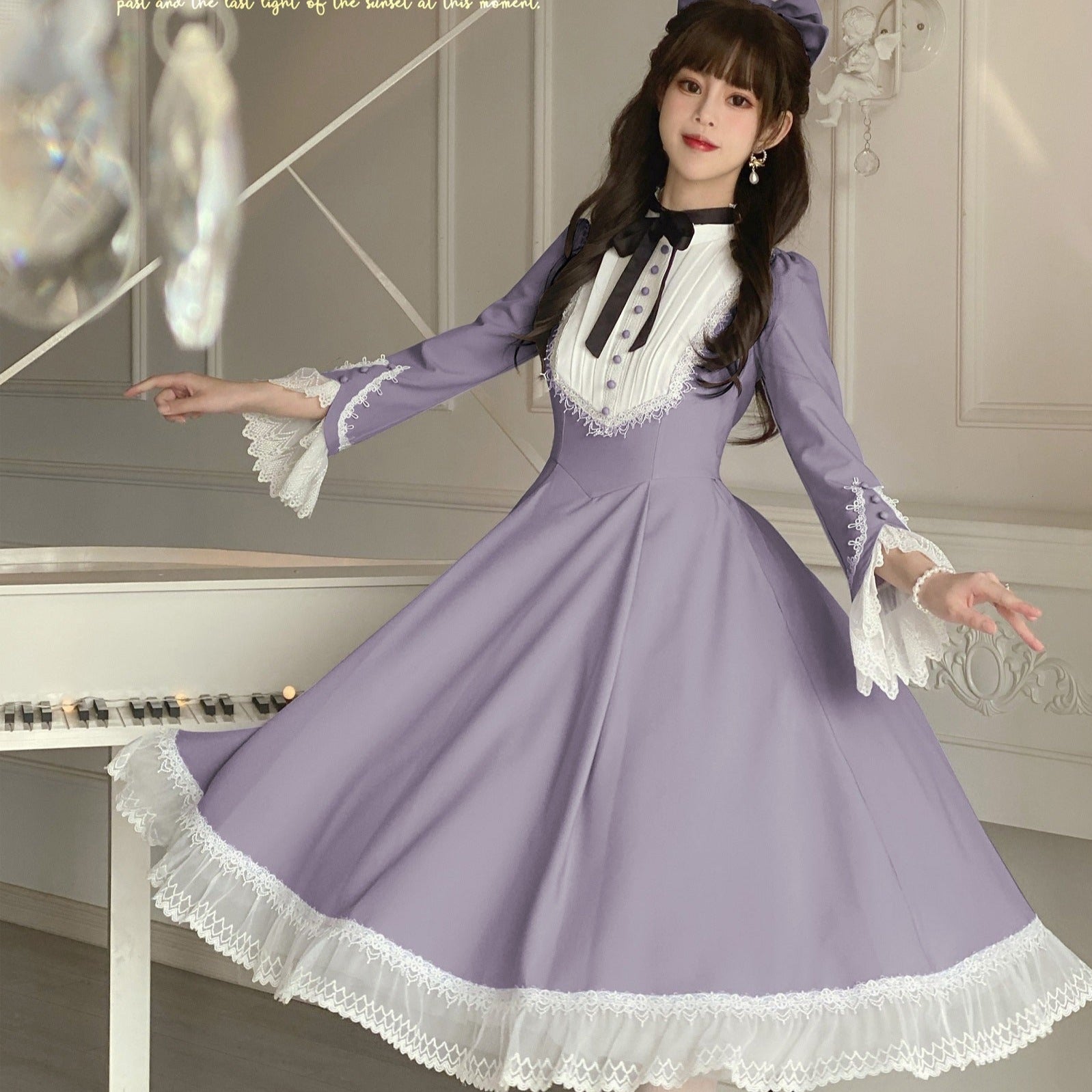 Freya's Fall Classical Lace Sleeve Dress