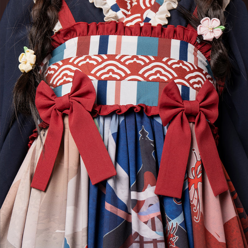 Hyakki Yako Print Jumper Skirt and Top Japanese Lolita