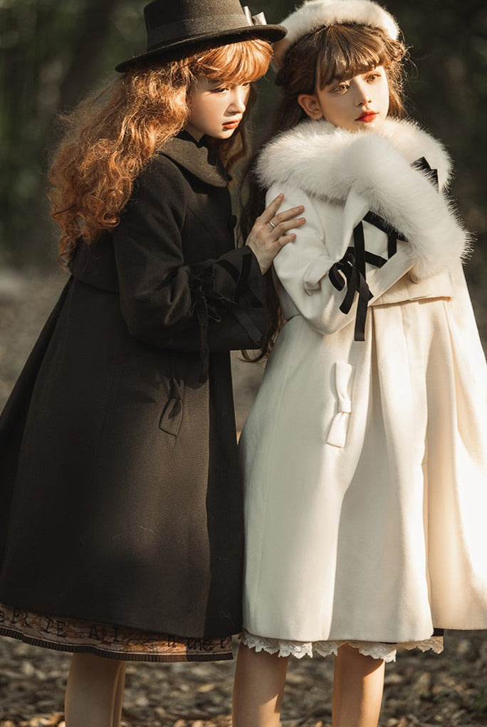 [Outlet] Snow Romance Ribbon Sweet Coat, Ready to Ship, Off White, M Size