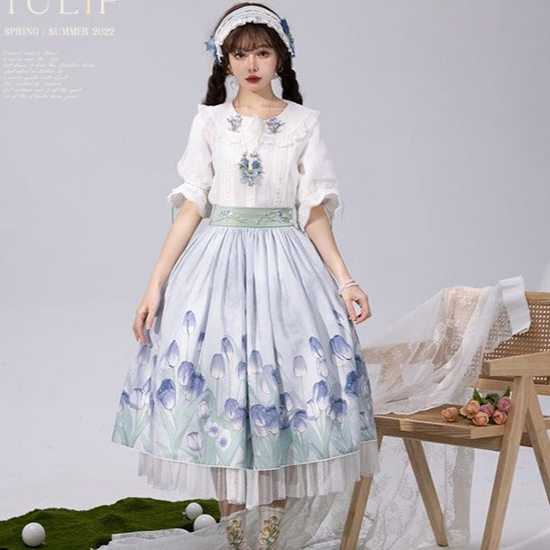 Kimono style dress with Japanese style maid apron
