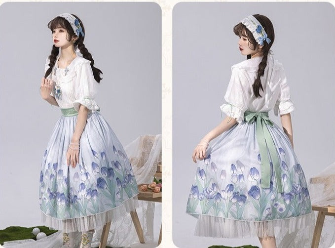 Kimono style dress with Japanese style maid apron