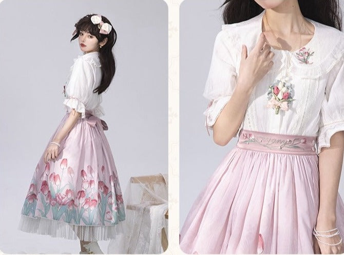 Kimono style dress with Japanese style maid apron