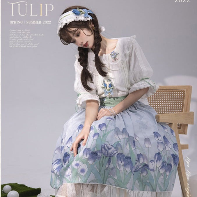 Kimono style dress with Japanese style maid apron