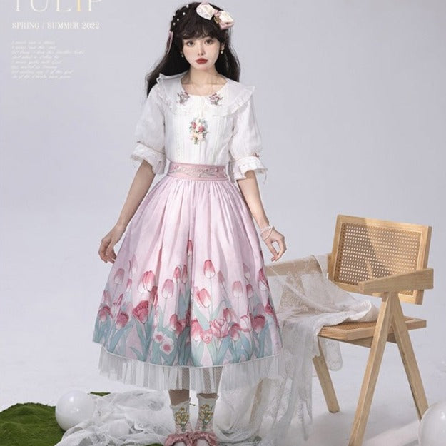Kimono style dress with Japanese style maid apron