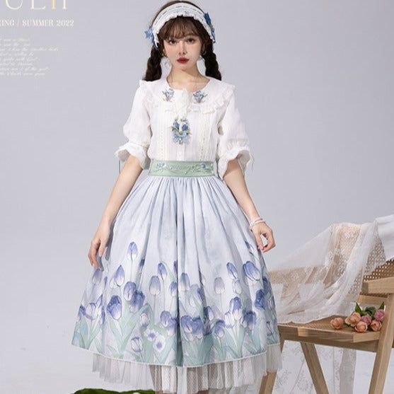 Kimono style dress with Japanese style maid apron