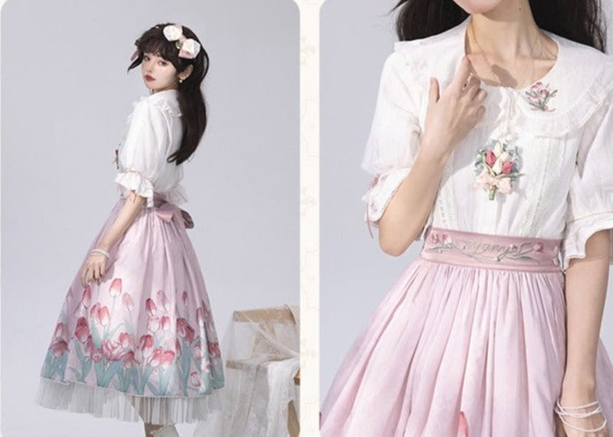 Kimono style dress with Japanese style maid apron