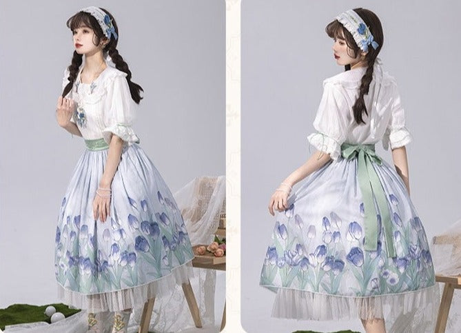 Kimono style dress with Japanese style maid apron