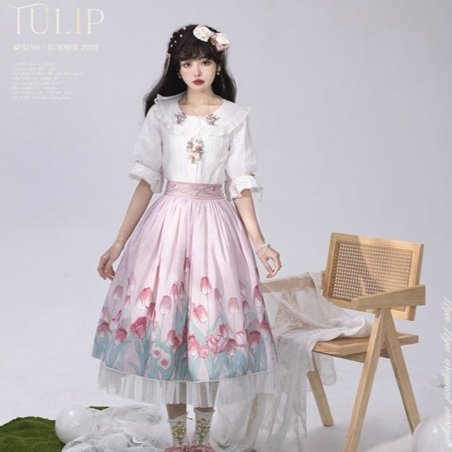 Kimono style dress with Japanese style maid apron