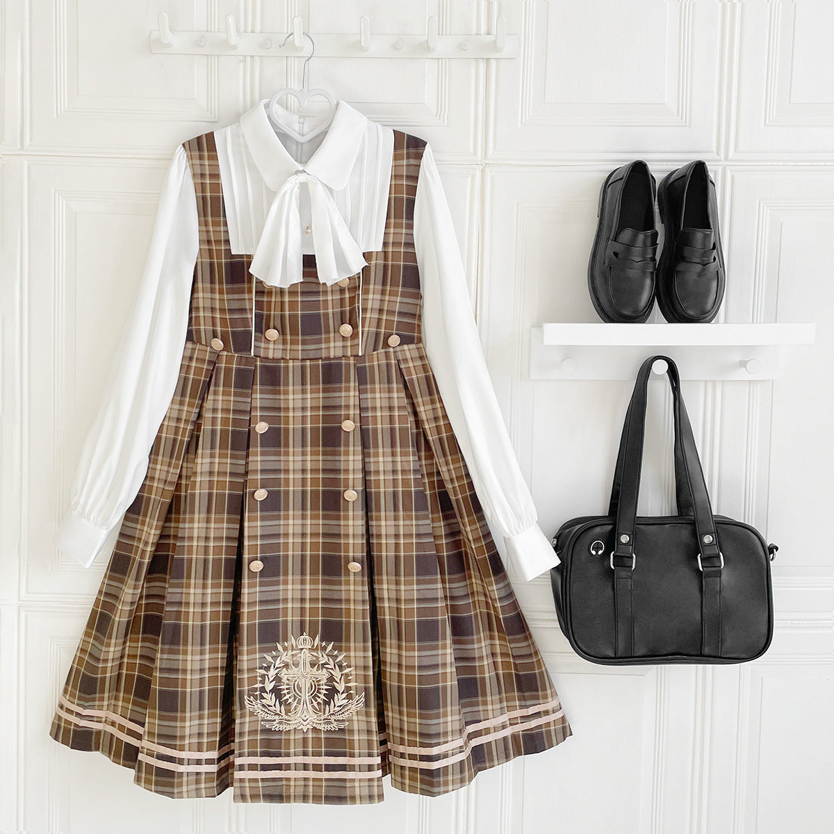 British college layered dress and cloak