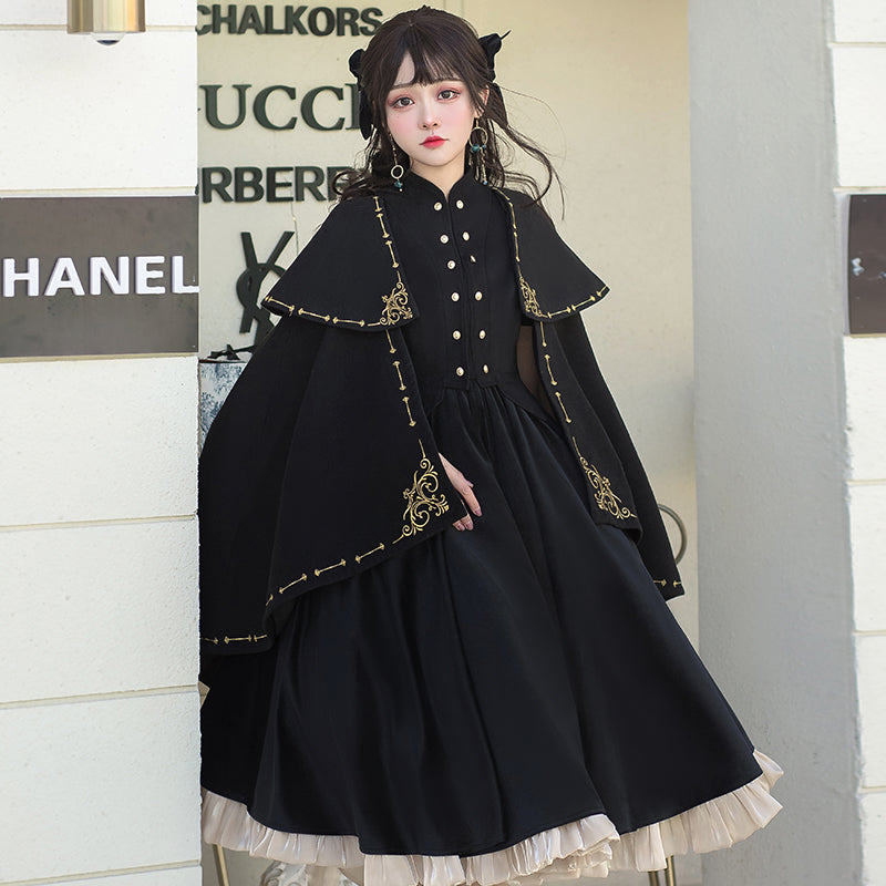 【予約販売】ゴールド刺繍マント、ベスト、襟の3点セット