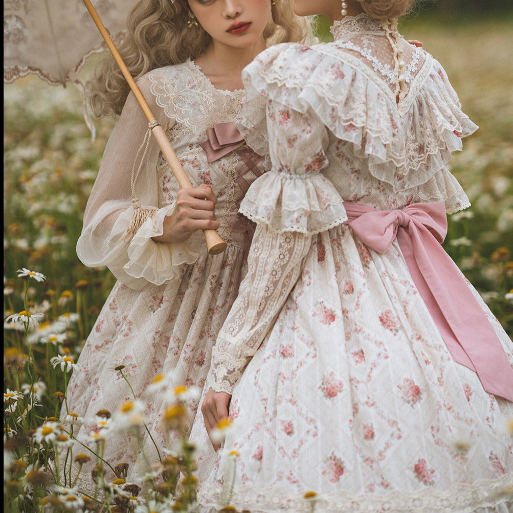 [Pre-order] Edwardian Elegant Rose Print Classic Lolita Dress 1.0