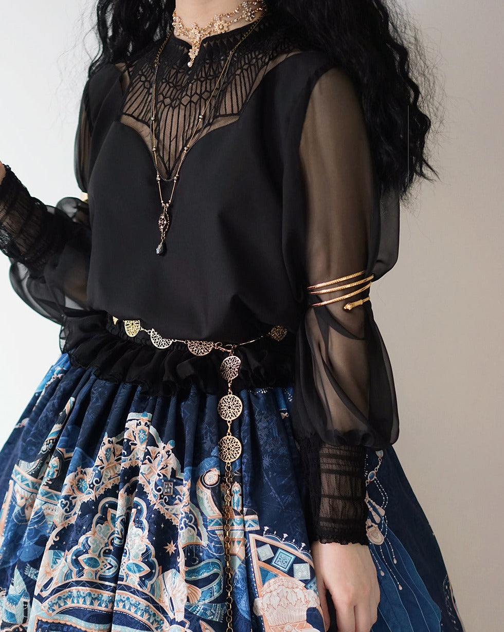 【予約販売】Twilight エジプト風ロリィタ シアー刺繍ブラウス
