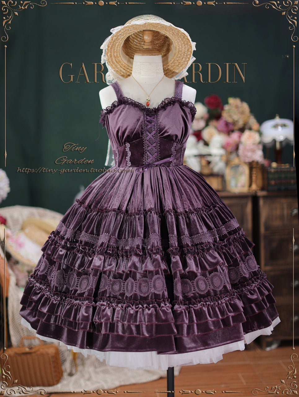 [Pre-order] Dream Bouquet Velvet Jumper Skirt Short Length