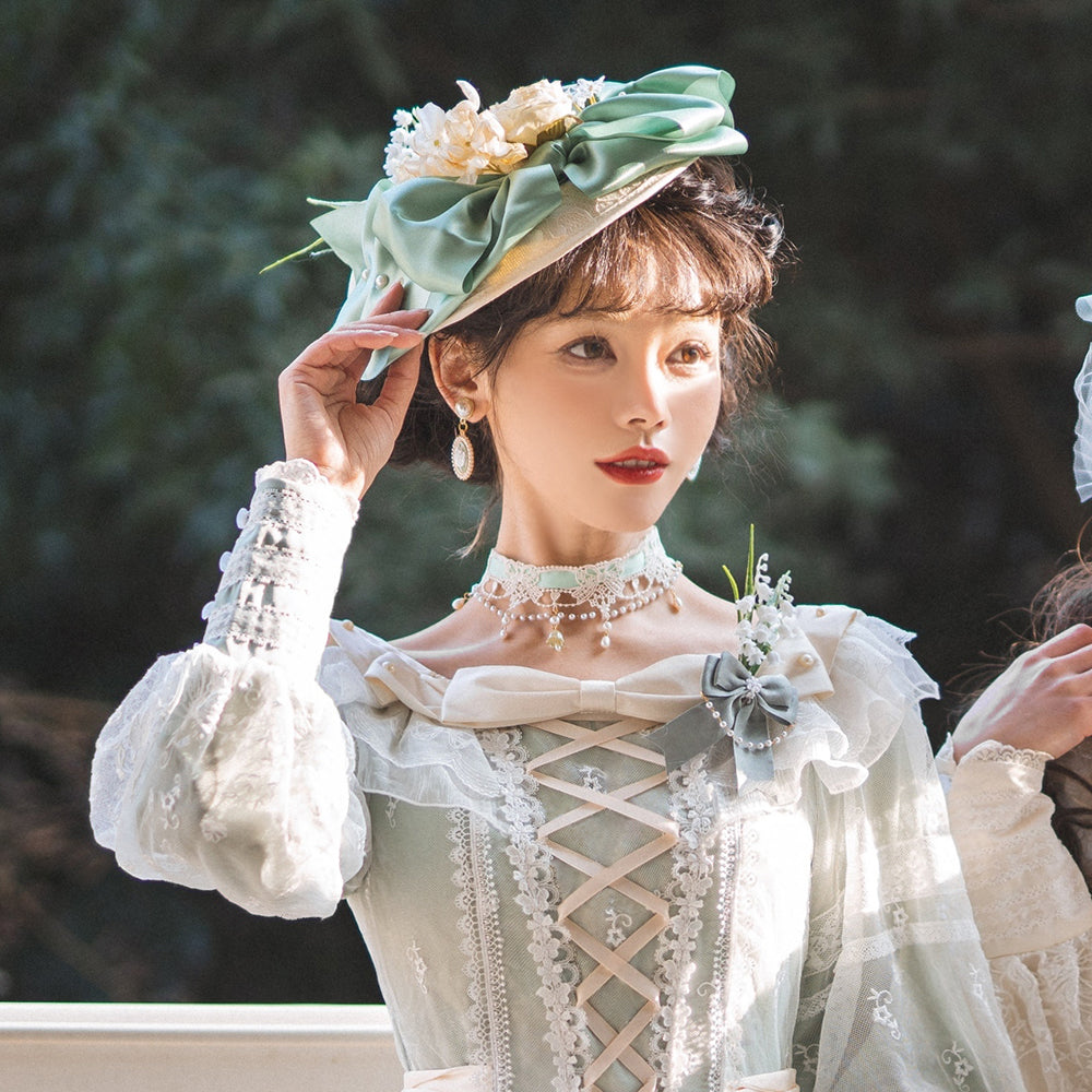 [Simultaneous purchase only] Suzuran flower embroidery bonnet, hat, headband