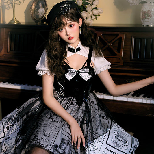 [Reservation sale] Alice style design skirt monochrome lolita dress