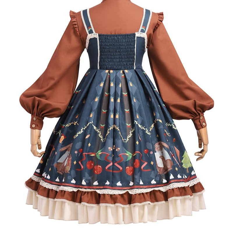 【予約販売】リスとさくらんぼのクリスマスジャンパースカート