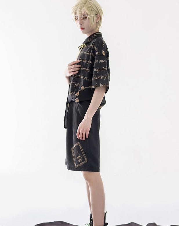 Prince Lolita Print String Tie Blouse