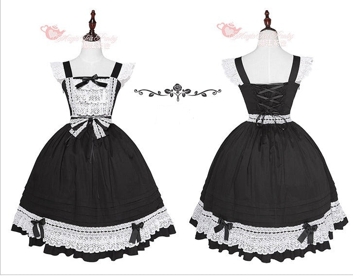 フリルレースのジャンパースカート カチューシャ付 全10色