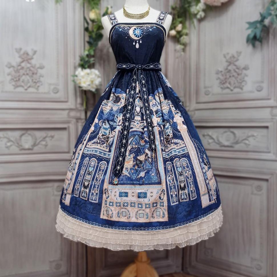 Pre-order [Set] Twilight Egyptian Lolita Shoulder Strap Jumpsuit + Halter Neck Blouse